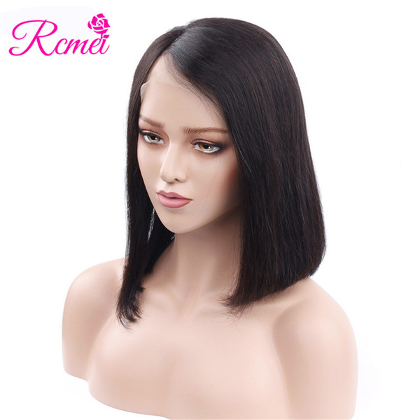 Rcmei Short Bob Wigs Brazialian Human Hair Straight Lace Frontal Wigs For Women Remy Hair 13*4 Lace Frontal Wigs With Natural Headline