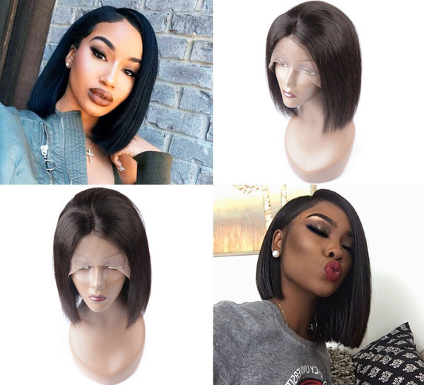 High Quality Black Long Straight Human Hair Wigs with Baby Hair Heat Resistant Glueless Synthetic Lace Front Wigs for Black Women