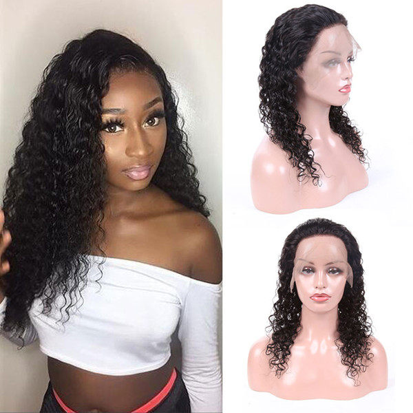 Brazilian Lace Front Human Hair Wigs For Women Remy Hair Water Wave Wig With Baby Hair Natural Hairline Full End Black Color