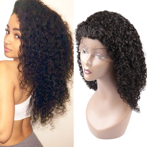 Lace Front Human Hair Wigs Brazilian Jerry Curly Remy Human Hair 130% density Pre plucked wig with baby hair Free 