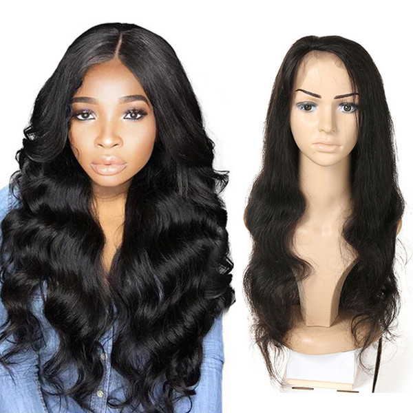 Lace front Human Hair Wigs Peruvian Body Wave Virgin Hair 130% density Pre plucked wig with baby hair Free 