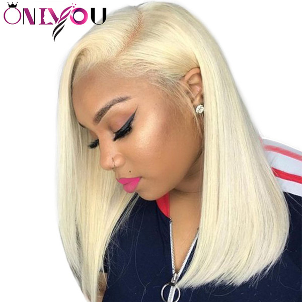 130% Destiny # 613 Blonde Full Lace Human Hair Wigs full lace human hair wigs bob Straight Remy Hair Short Bob Wigs Pre plucked Hairline