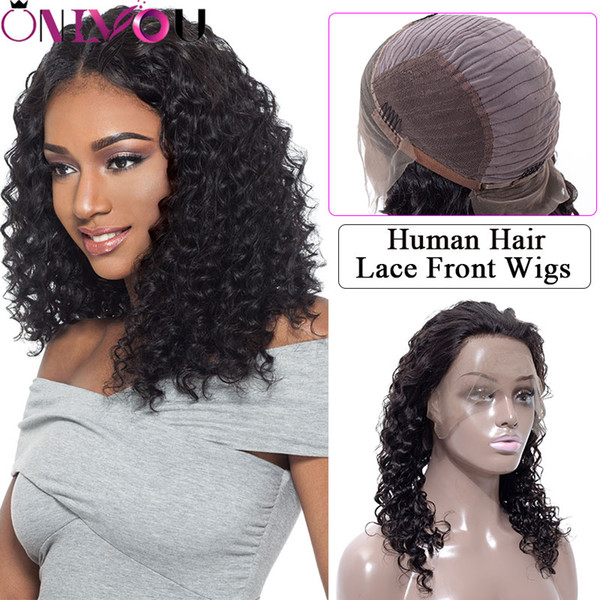 Brazilian Virgin Hair Deep wave Lace Front wigs 8-24 inch Human Hair Lace Wigs For Women Adjustable 130% Density Deep Wave Hair Wigs