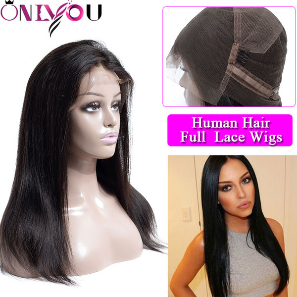 Onlyouhair Products Brazilian Straight Full Lace Human hair Wigs For Black Women 8-24 inch Brazilian Virgin Hair Full Lace Wigs Factory Deal