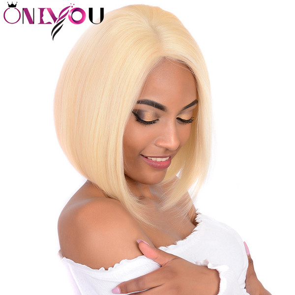 14 Inch 613 Blonde Short Bob Wigs For Black Women Lace Front Human Hair Wigs Straight Brazilian Hair Lace Front Wigs 130% Destiny