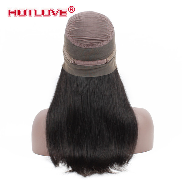 Hotlove Brazilian Straight 360 Lace Frontal Wigs with Baby Hair Pre Plucked Peruvian Virgin 360 Lace Front Human Hair Wigs 10-24