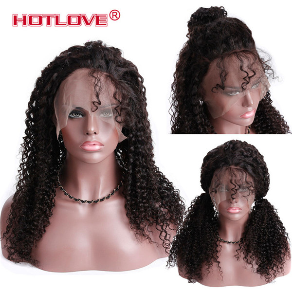 Wholesale Malaysian Virgin Hair Kinky Curly 360 Wigs Natural Black For Black Women 360 Lace Frontal Wig Pre Plucked with Baby Hair Curly