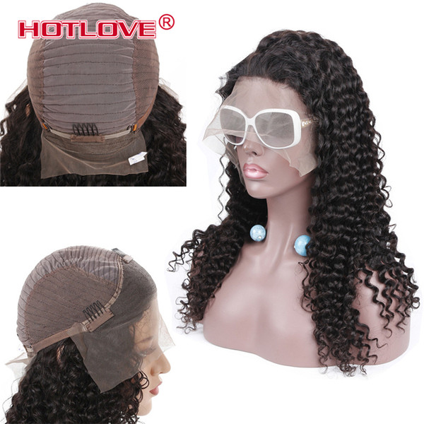 Hotlove Natural Black Hair Wigs For Women Brazilian Afro Deep Wave Wig 10-24inch 13*4 Lace Front Wigs Remy Hair Pre Plucked Bleached Knots