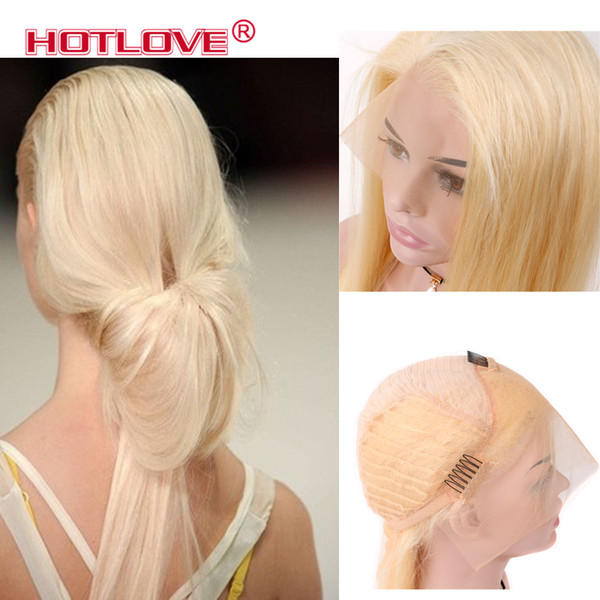 Hotlove Hair Indian Straight 613 Blonde 13x4 Lace Front Wigs Pre Plucked Wigs With Baby Hair Natural Hairline 10-24 Inch 