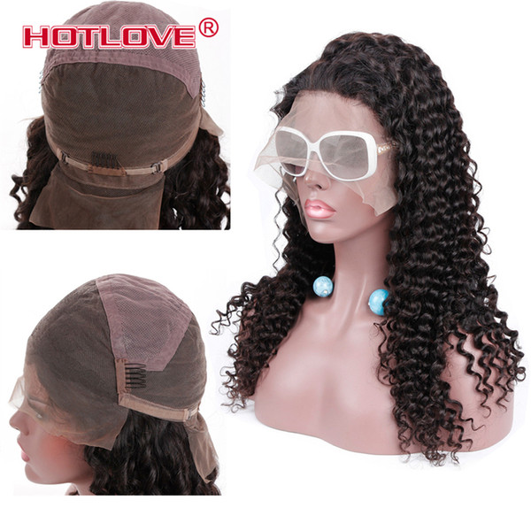 Hotlove Full Lace Wigs For Women Brazilian Human Hair Deep Wave 150% Density wigs Natural Color 8-26 inch 