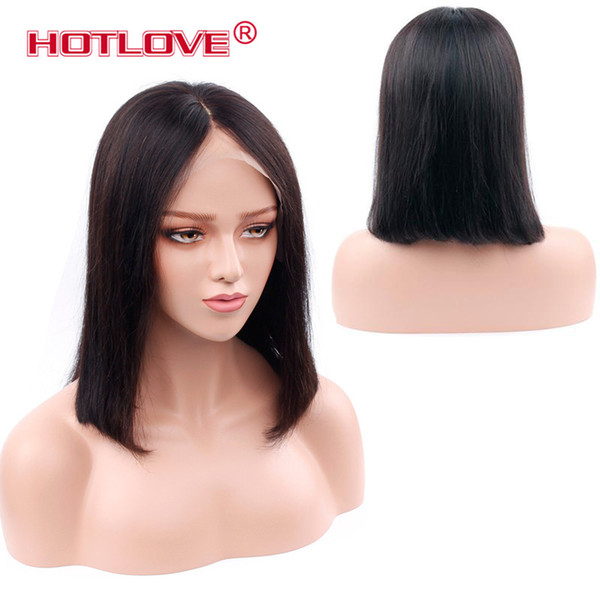 Silk Straight Short Lace Front Human Hair Wigs Brazilian Virgin Remy Hair Bob Wig with Baby Hair Pre Plucked Hairline Bleached Knots Hotlove