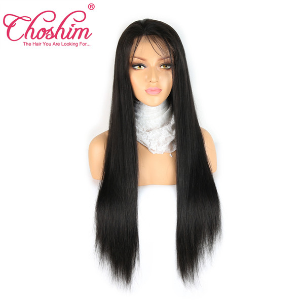 100% Full Lace Human Hair Wigs with Bangs 8A Malaysian Hair Straight Glueless Lace Front Human Hair Wigs for Black Women