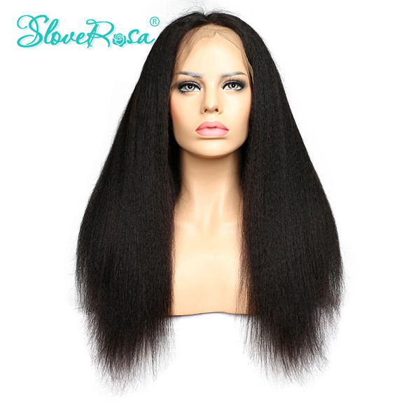 Slove hair Brazilian Virgin Full Lace Human Hair Wigs Glueless Full Lace Front Wig Natural Black Kinky Straight Wigs for Black Women