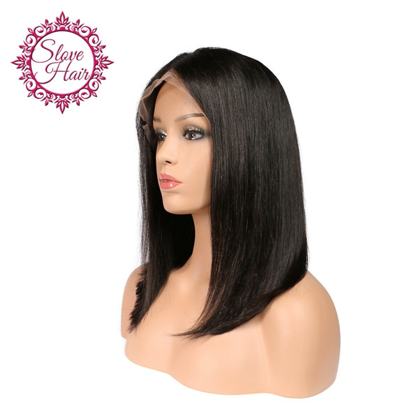 slove Hair Lace Front Human Hair Wigs Silky Straight Short Bob Wig 150% Density Natural Color Remy Hair For Black Women