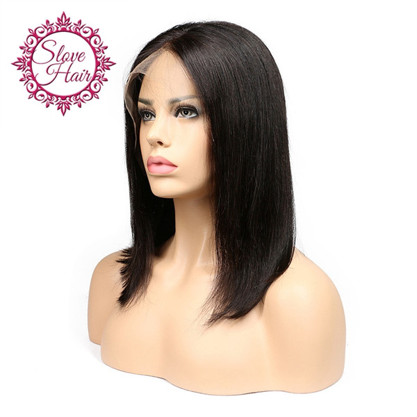 Slove Human Hair Short Bob Wigs For Black Women Brazilian Remy Hair Lace Front Human Hair Wigs Bleached Knots