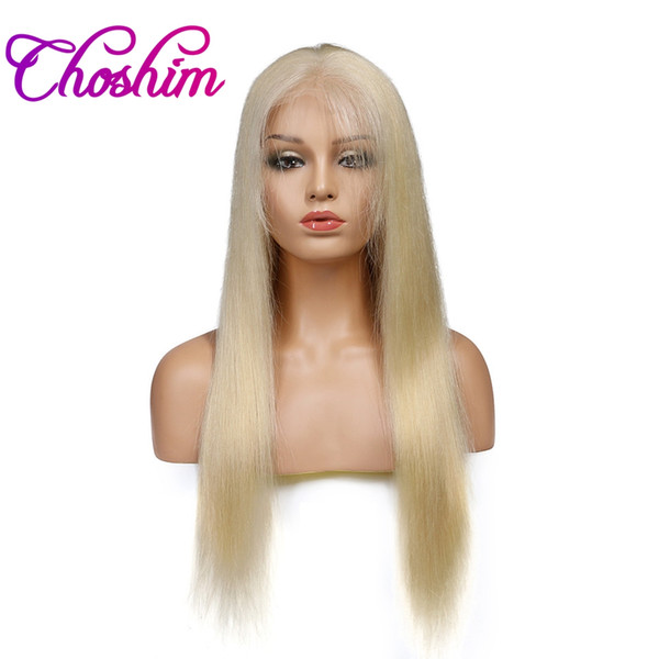 Choshim 10A KL Full Lace Human Hair Wigs #613 Color Straight Brazilian Remy Hair Blonde Lace Wigs Natural Hairline With Baby Hair 12-20