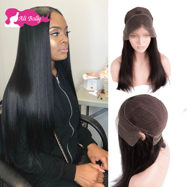 Lace Frontal Wig 100% remy Human Hair Wigs Straight wigs For Black Women Peruvian Virgin Hair with Baby Hair 150% Density DHgate