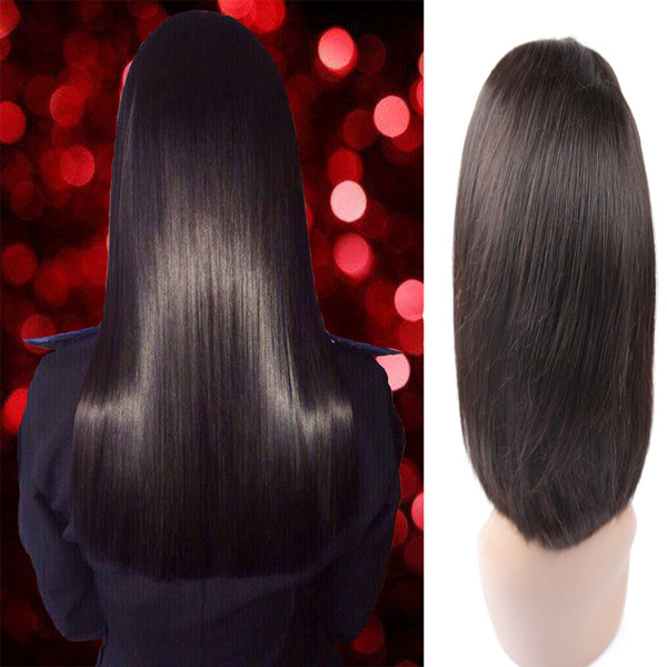 Silky Straight Peruvian Virgin Hair Lace Front Human Hair Wigs 130 Density With Baby Hair Pre-Plucked Natural Black