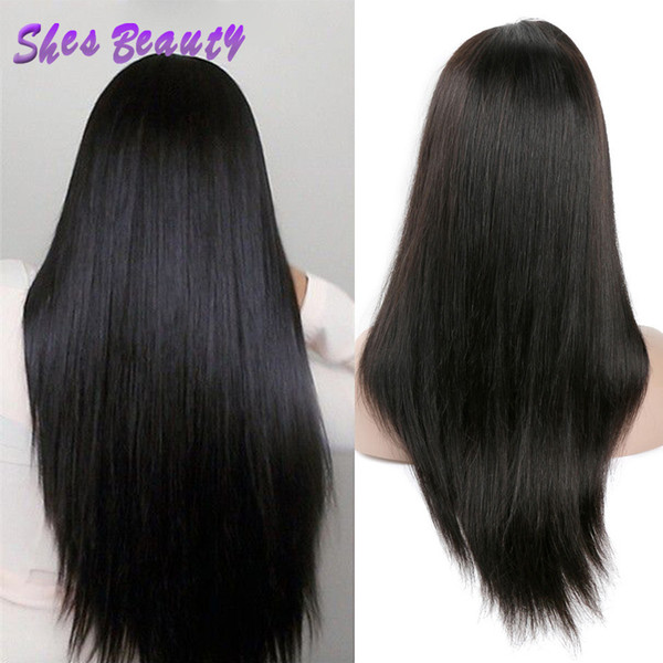 Shesbeauty Cheap Long Wig Straight Lace Front Hair Wigs for Women Pre Plucked Brazilian Virgin Human Hair Wig with Baby Hair Natural Color