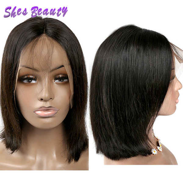 Shesbeauty Short Bob Lace Front Wigs with Baby Hair 150% Density Brazilian Straight Lace Wigs for Women Good Quaity Bob Human Hair Wigs