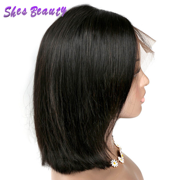 Shesbeauty Brazilian Lace Front Bob Wig Unprocessed Lace Front Wigs Pre Plucked Black Short Hair Bob Wig Glueless Lace Front Bob Wig