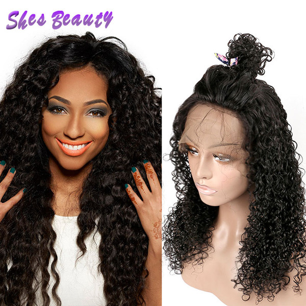 Shesbeauty Glueless Afro Kinky Curly Human Hair Wig for Black Women Virgin Brazilian Hair Lace Front Long Wigs Natural Color