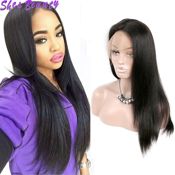 Good Quality Cheap Long Wig Straight Lace Front Hair Wigs for Women Pre Plucked Virgin Human Hair Wig with Baby Hair Natural Color