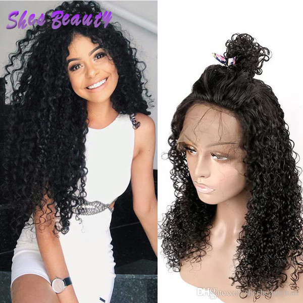 Shesbeauty Wholesale Brazilian Virgin Lace Front Human Hair Wigs with Baby Hair Afro Kinky Curly Wigs for Women with Pre-Plucked Hairline