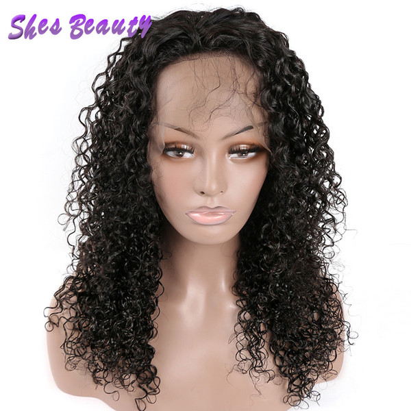 Shesbeauty Curly Wigs for Black Women Pre Plucked Lace Front Wigs 100% Good Quality Human Hair Wig Virgin Brazilian Hair Wig Natural Color