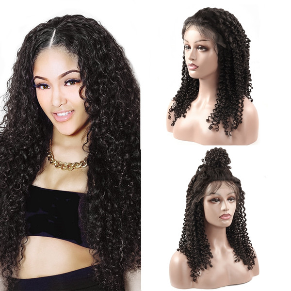 10A Brazilian Hair Peruvian full lace human hair wigs With Baby Hair Kinky Curly 180% Density Natural Hairline For Black Women