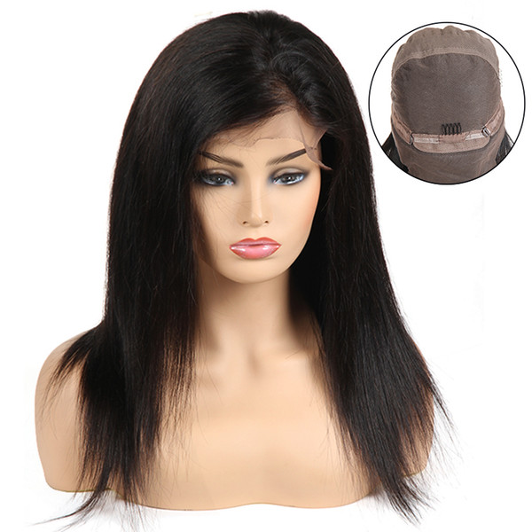 Silky Straight Brazilian Virgin Hair 360 Full Lace Human Hair Wigs 130 Density With Baby Hair for Black Women Pre-plucked Natural Color