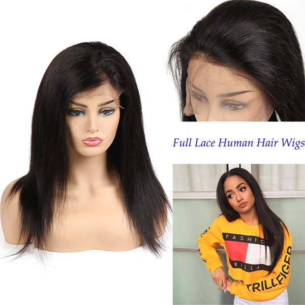 Brazilian Straight Hair Swiss Full Lace Wigs Adjustable Indian Malaysian 360 Lace Frontal Human Hair Wigs For Black Women 