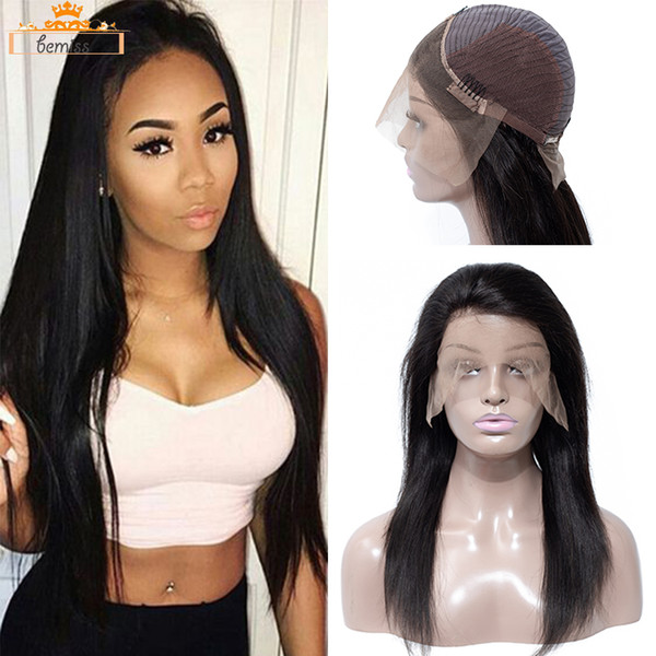 Pre Plucked Human Hair Wigs with Baby Hair Unprocessed Brazilian Straight Body Deep Wave Lace Front Wigs For Black Women Natural Hairline