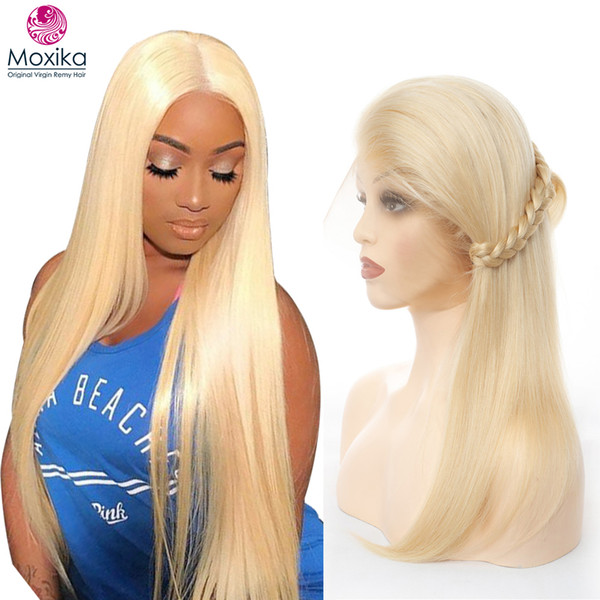 Moxika Hair Straight 613 Full Lace Wig With Baby Hair Blonde 150% Density Brazilian Remy Hair Wig Pre Plucked Natural Hairline