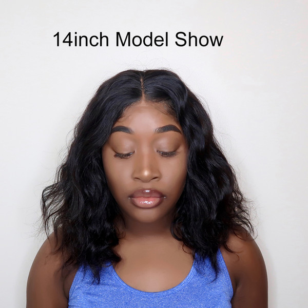 Moxika Short Bob Lace Front Wigs Human Hair Natural Wave Peruvian Remy Natural Black Pre Plucked Bleached Knots For Women