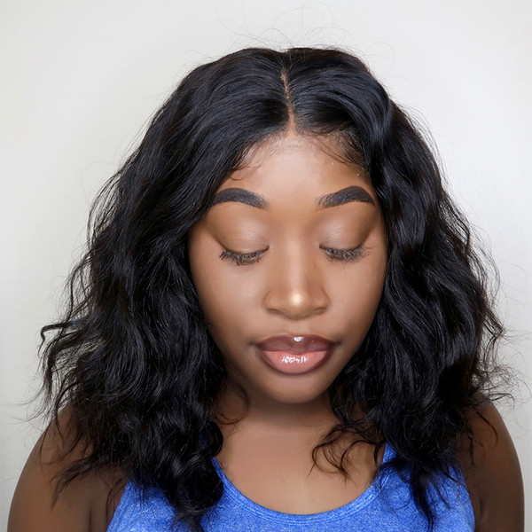 Moxika 150% Pre Plucked Lace Front human hair wig with Baby Hair Remy Brazilian natural wave short Bob Wigs For Black Women