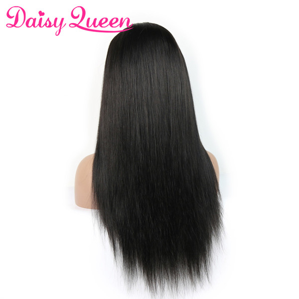 Peruvian Straight Lace Front Human Hair Wigs For Women Remy Hair Black Color Pre Plucked Peruvian Human Hair Wig Natural Hairline