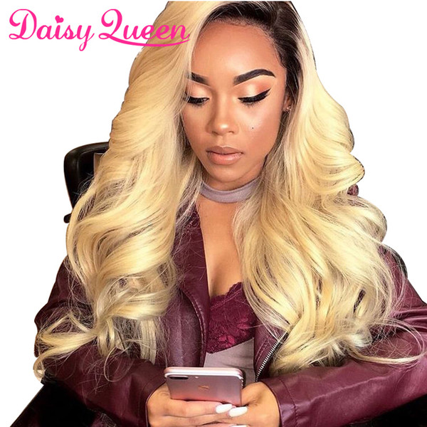 Ombre 1b/613 Lace Front Human Hair Wigs With Baby Hair Body Wave Brazilian Full Lace Wig Remy Hair Pre Plucked Natural Hairline