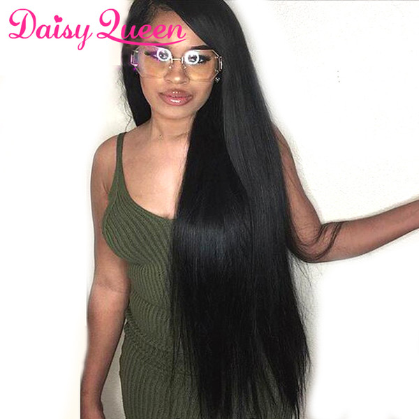 13x4 Glueless Lace Front Human Hair Wigs Silky Straight Natural Color Brazilian Remy Hair Wigs For Black Women lace frontal wig