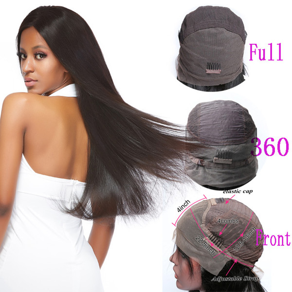 XBL Silky Straight Human Hair Wig Brazilian Straight Full Lace Human Hair Wigs Within Three Hair Clips