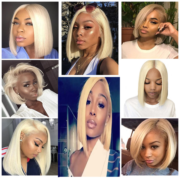 Blonde 613 Full Lace Human Hair Wigs Silky Straight Brazilian Virgin Bob Human Hair Wigs 150 Density Lace Front wig With Baby Hair