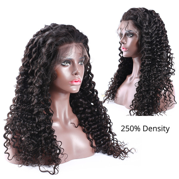 Full lace human hair wigs Pre Plucked Brazilian Remy Hair Natural color Deep Curly Lace front human hair Wigs