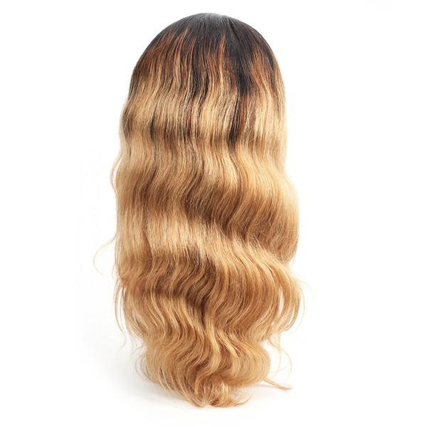 Kiss Hair Body Wave Pre-Plucked Glueless Lace Front Human Hair Wigs Ombre Honey Blonde Full Lace Wigs African American Wigs