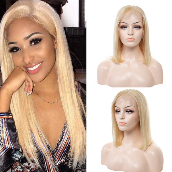 Straight 613 Lace Frontal wigs Peruvian Honey blond Straight Hair Wigs Human Hair Wigs For Women Natural Hairline 10-20 INCH