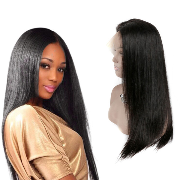 Good Quality Indian Brazilian Mongolian Human Straight Hair Lace Front Wigs For Black Women Peruvian Malaysian Virgin Hair Wigs 130% Density