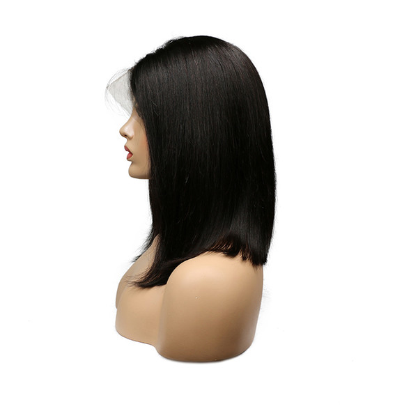 Pre Plucked Hairline Lace Front Bob Human Hair Wigs Brazilian Peruvian Malaysian Indian Straight Virgin Hair Wigs Natural Black For Women