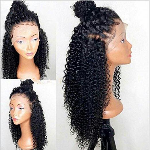 360 Lace Frontal Wig kinky Curly 180% Density Pre Plucked with Baby Hair 360 Lace Frontal Wigs Human Hair Natural Hairline (16 in