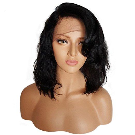 180% density Brazilian Virgin Human Hair Lace Frontal Wigs Glueless Short Bob Human Hair Wigs Wavy For Black Women Short Wavy Lace Wig