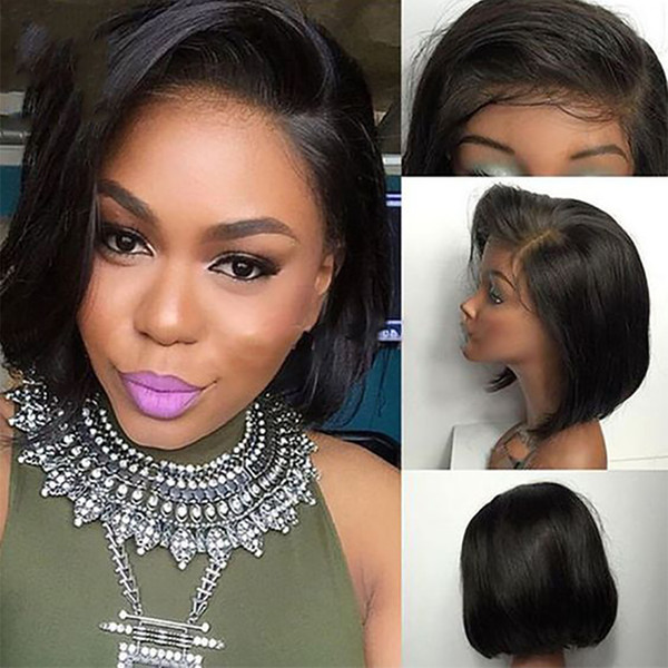 Short cut bob Full Lace Human Hair Wigs brazilian virgin Hair Lace Frontal Wig Brazilian Hair Bob Wig For Black Women 130%density