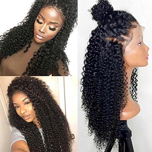 250% Density 360 Lace Frontal Wigs For Black Women Brazilian Curly Pre Plucked 360 Lace Wig Glueless Human Hair Wigs (12 inch